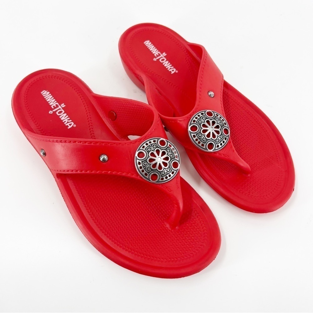 ✅ MINNETONKA RED WATER‎ FRIENDLY SANDALS SIZE 7
